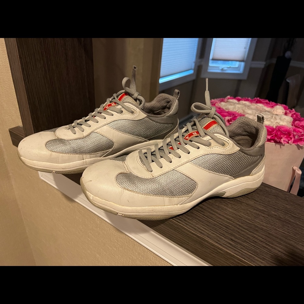 [SOLD] PRADA AMERICA CUP MENS WHITE SNEAKERS - Prada Sz 8 - Pre Owned